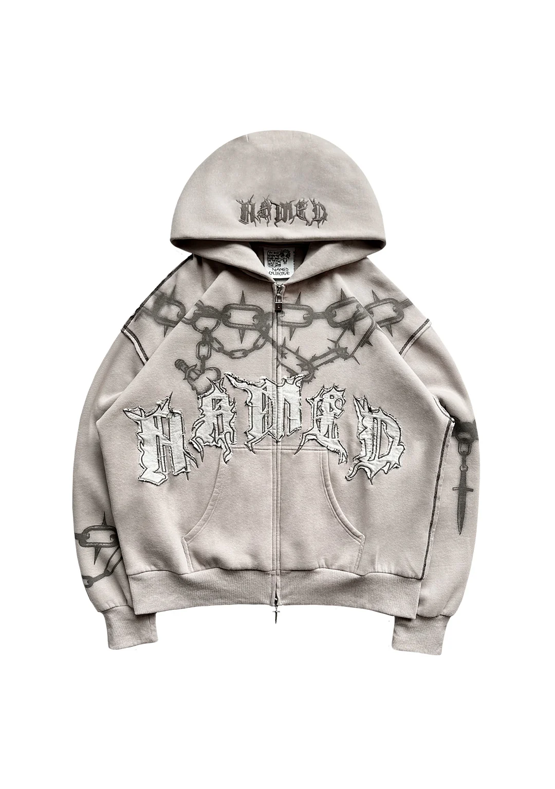 CHAINS ZIP HOODIE BONE