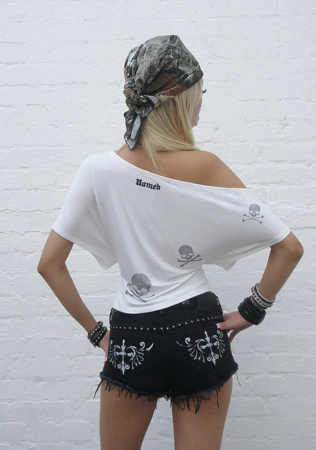 CRYPTIC RHINESTONE OFF THE SHOULDER TOP WHITE - Image 5
