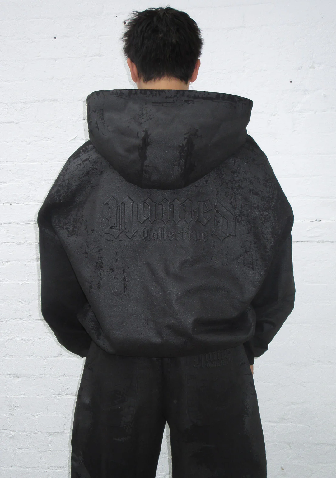 FAITHFUL LEATHER EFFECT ZIP HOODIE BLACK - Image 3