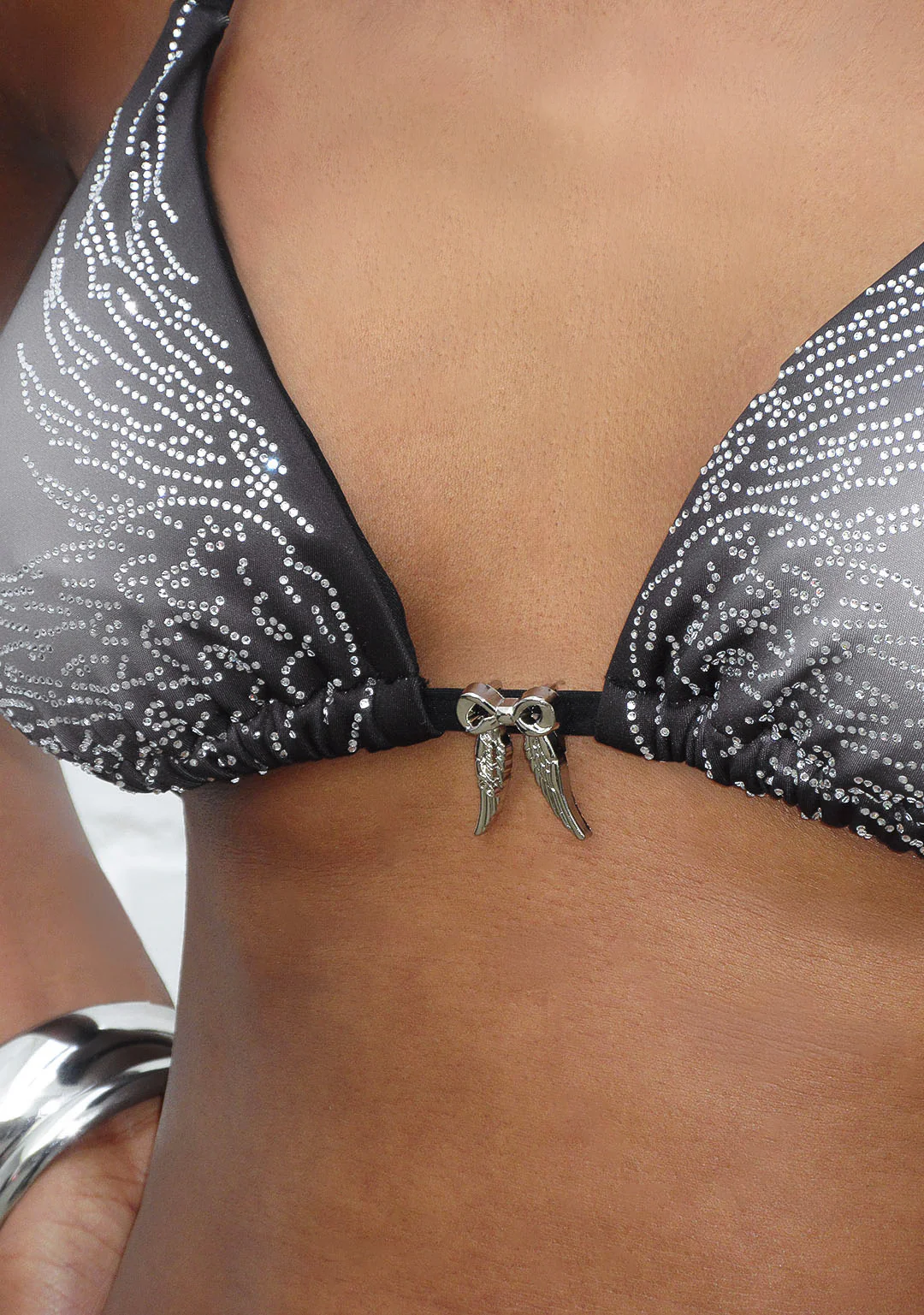 FALLEN RHINESTONE TRIANGLE BIKINI TOP WASHED BLACK - Image 4