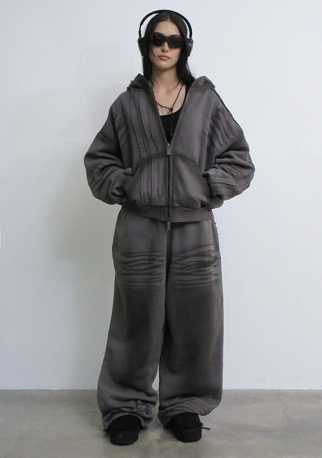 GRIME ZIP HOODIE WASHED SLATE - Image 4
