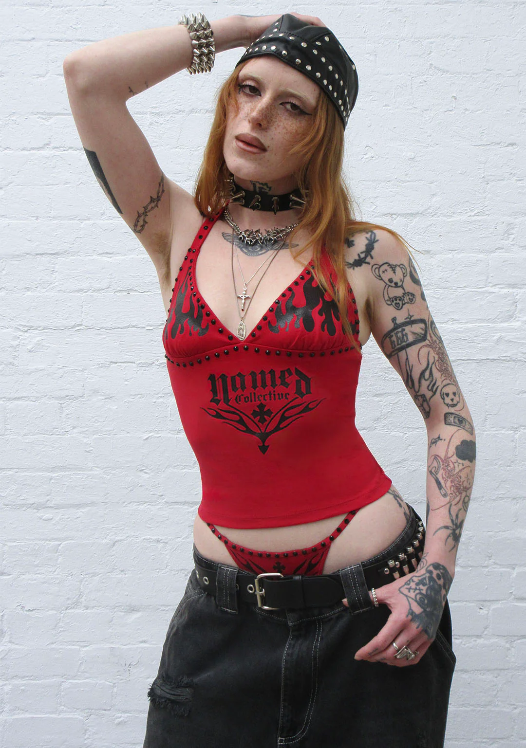 IGNITE RHINESTONE HALTERNECK CAMI TOP RED - Image 2
