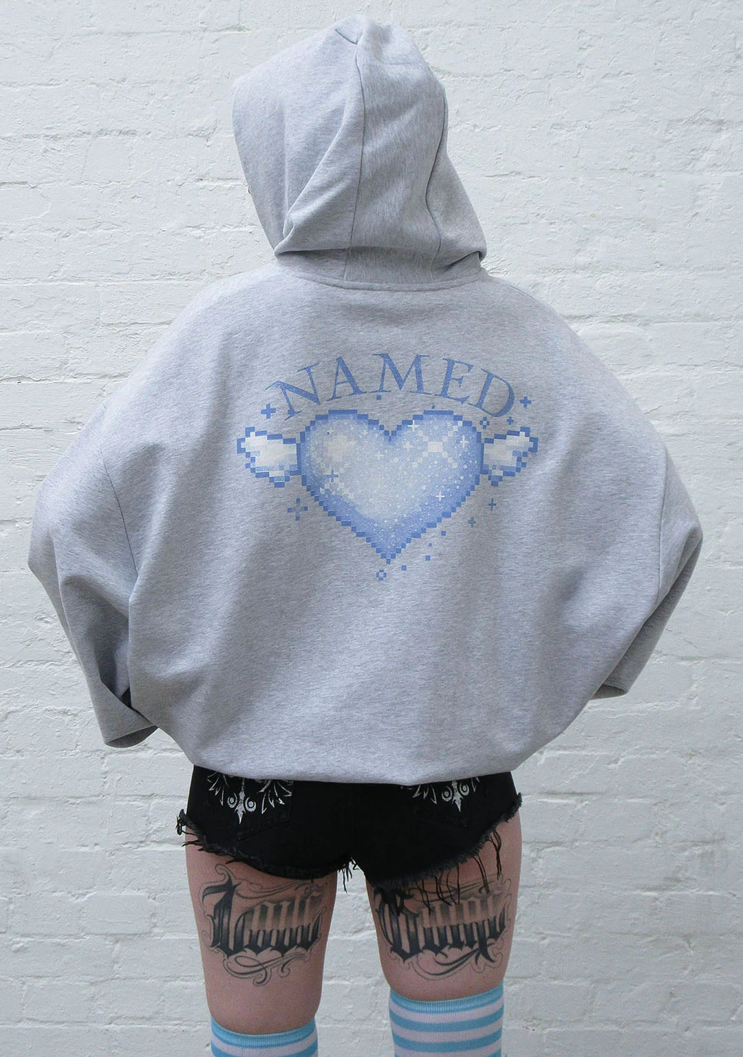 NETWORK GLITTER PULLOVER HOODIE GREY MARL - Image 3