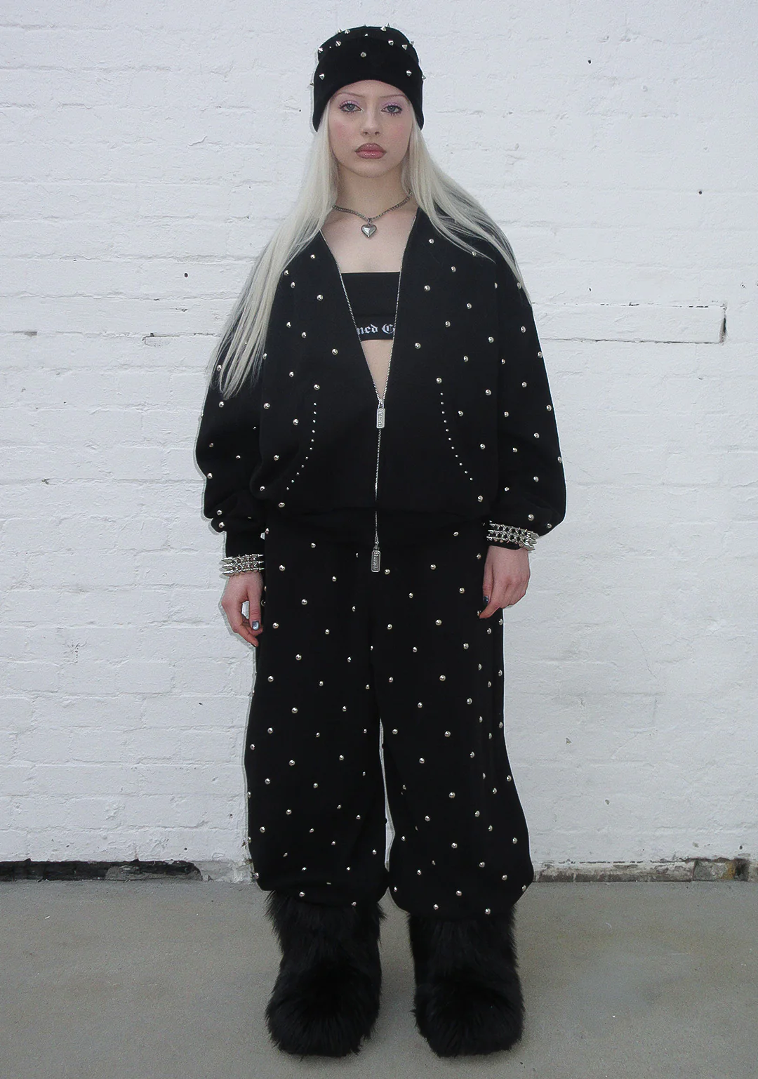 NOVA STUDDED POLKA DOT OVERSIZED SWEATPANTS BLACK - Image 3
