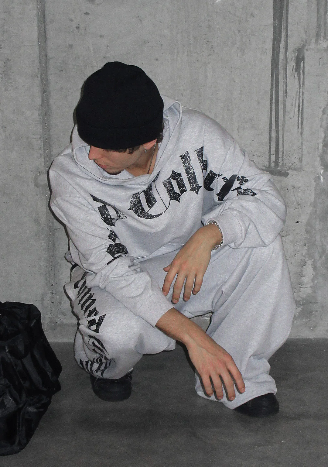 Nth ACTIVE OLD ENGLISH OVERSIZED PULLOVER HOODIE GREY MARL - Image 4
