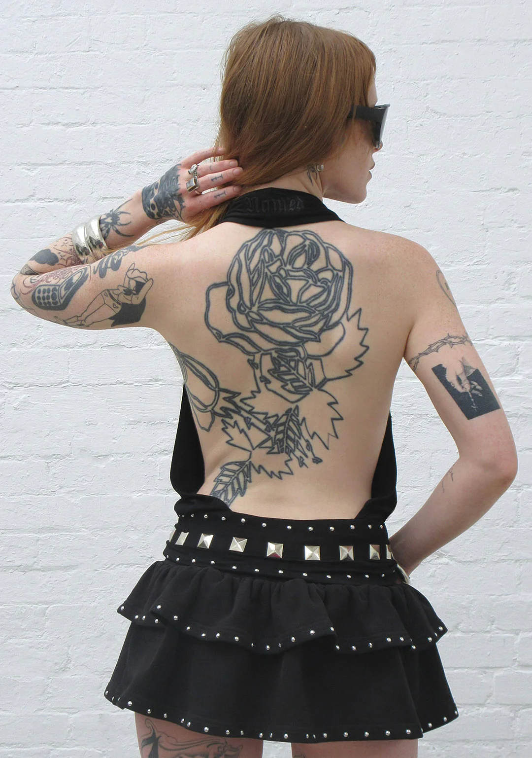 SLEAZE STUDDED DRAPED TOP BLACK - Image 6