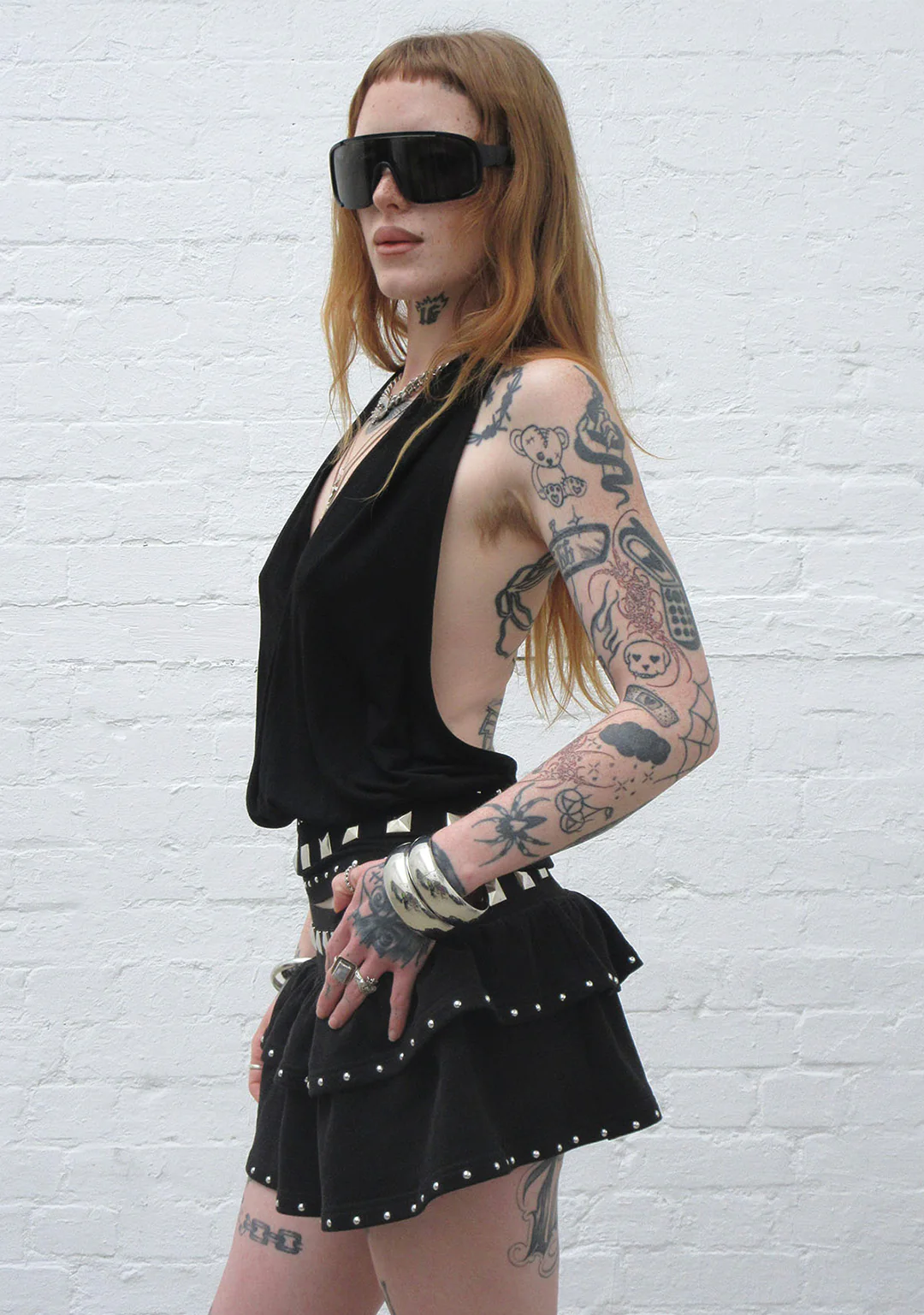 SLEAZE STUDDED RUFFLE MICRO SKIRT BLACK - Image 5