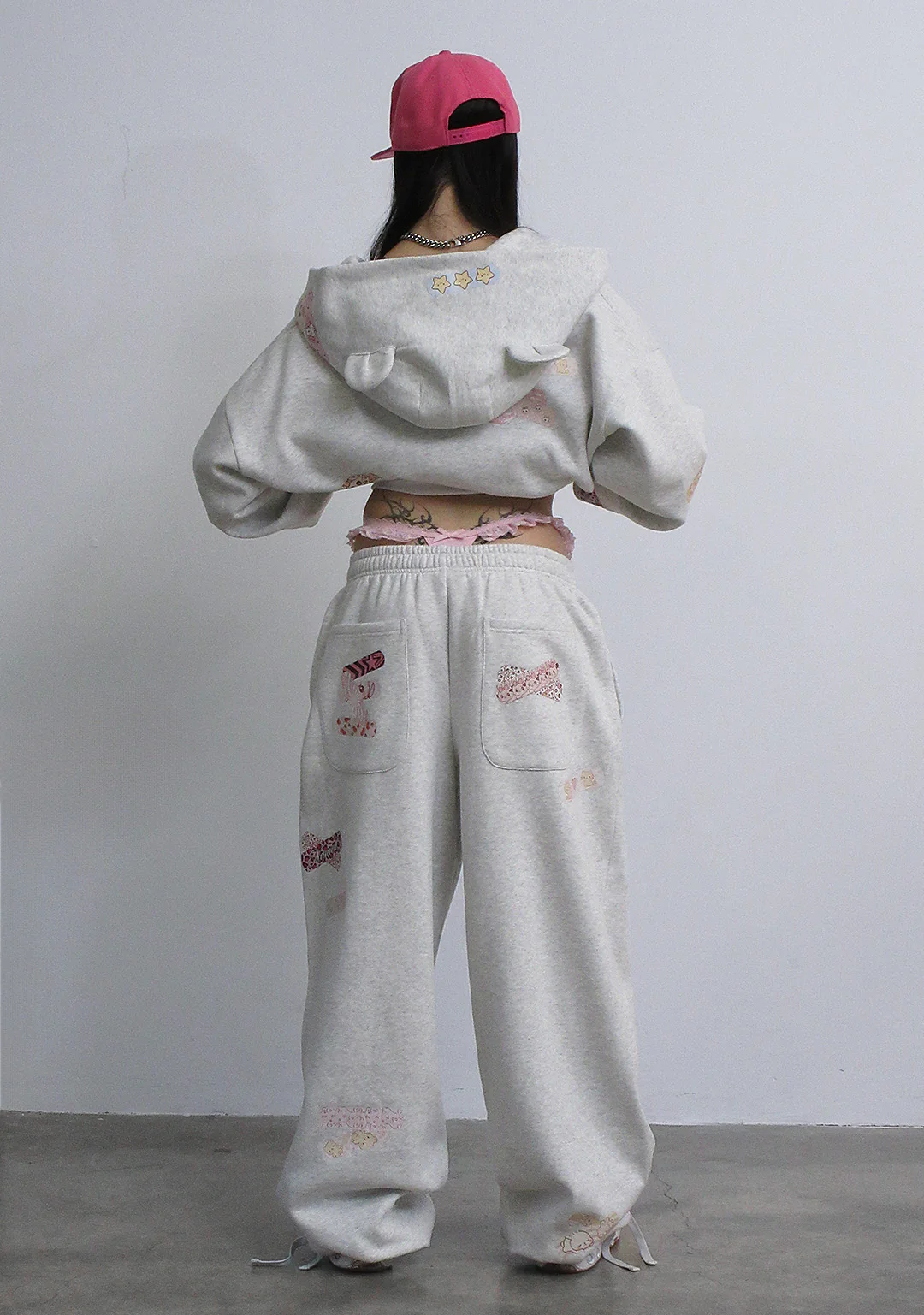 STITCH TEDDY ZIP HOODIE WHITE MARL - Image 3