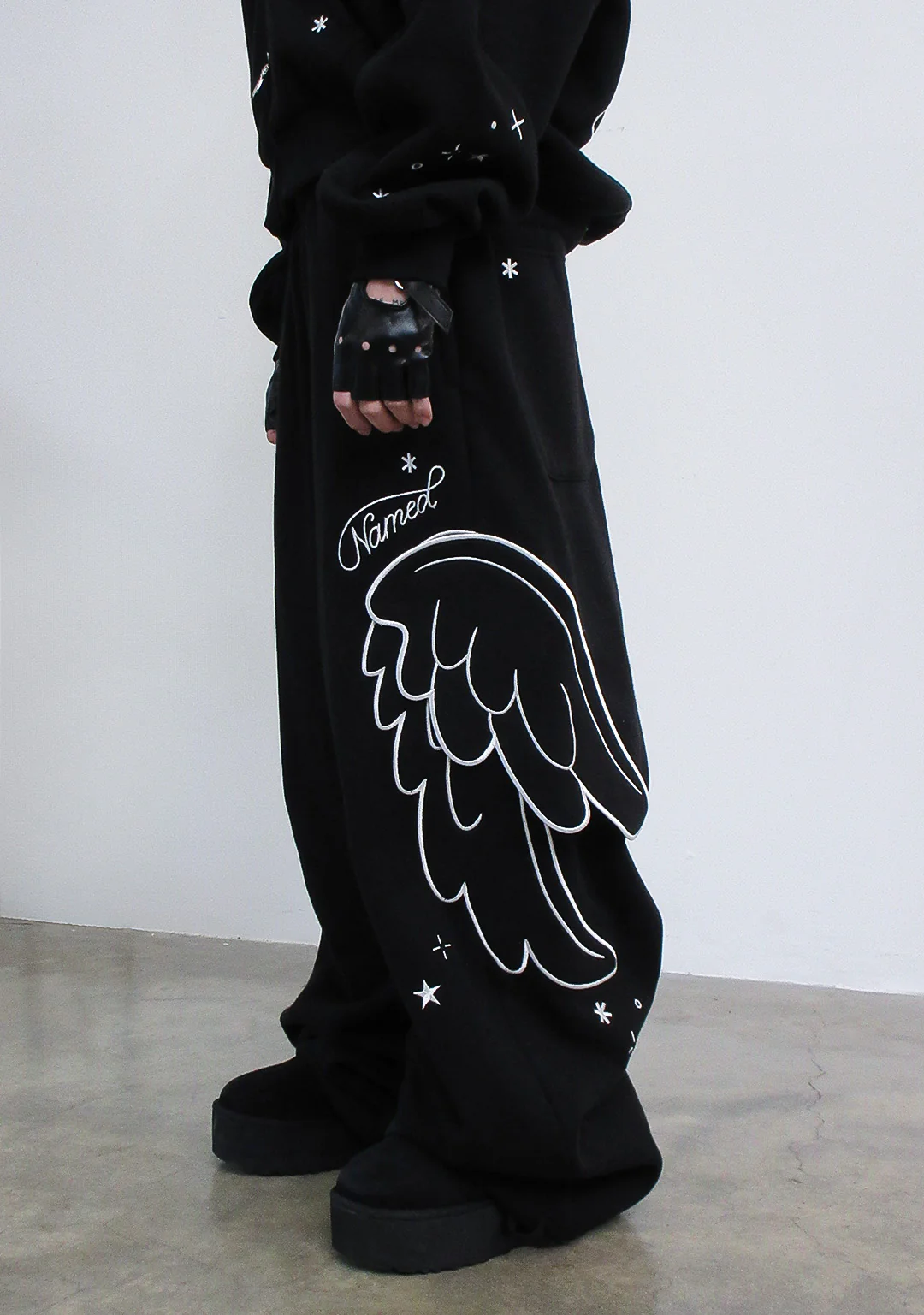 STITCH WINGS OVERSIZED SWEATPANTS BLACK (DETACHABLE WINGS) - Image 2