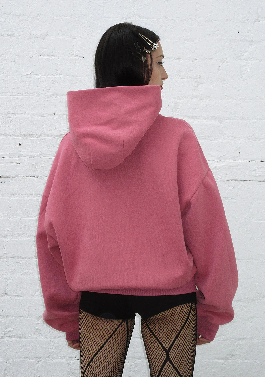 STRANGERS RHINESTONE ANGEL PULLOVER HOODIE DUSKY PINK - Image 3